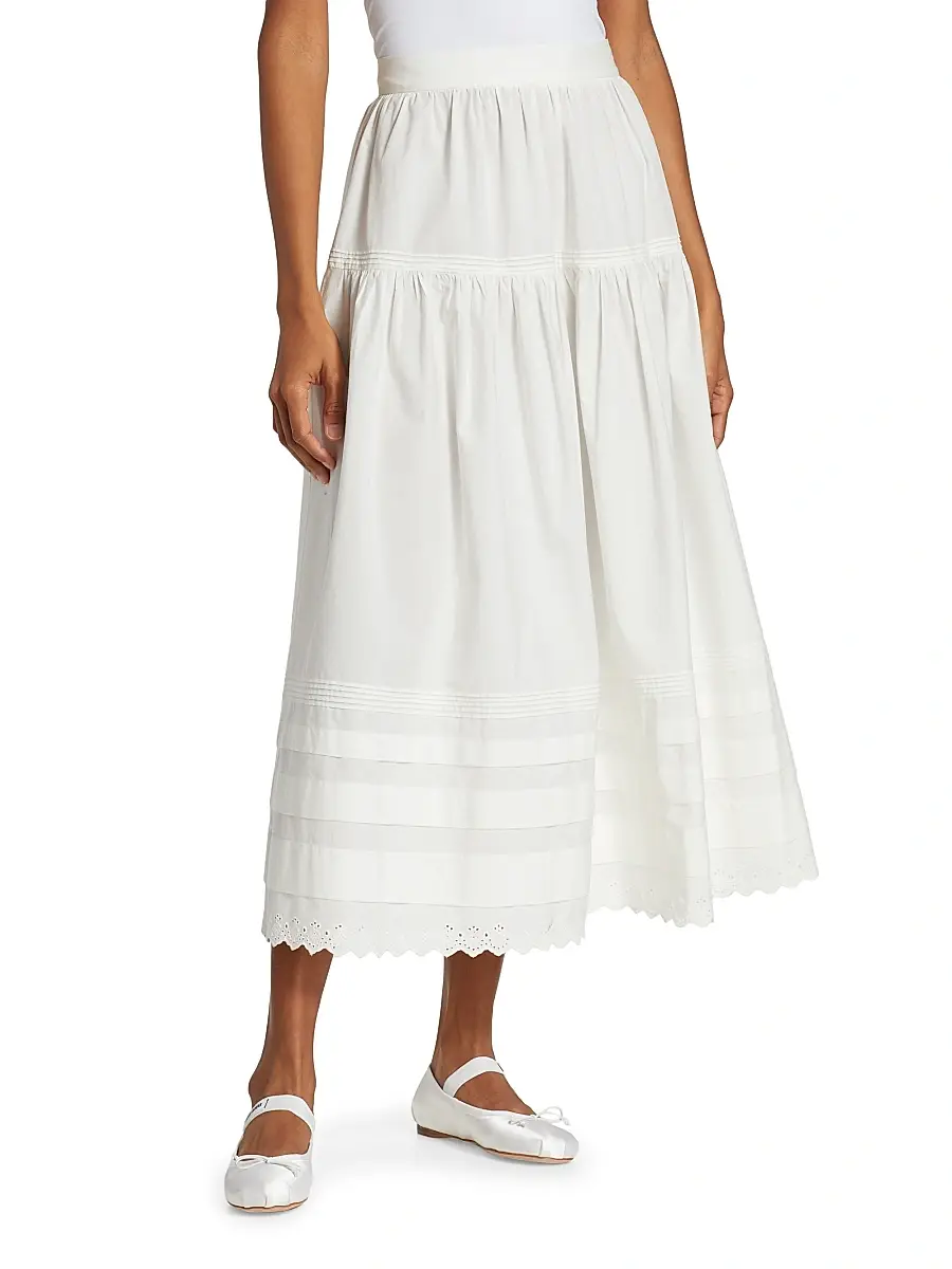 DÔEN Women's Sebastiane Tiered Cotton Maxi Skirt | Thumbnail 3 DÔEN Women's Sebastiane Tiered Cotton Maxi Skirt | Thumbnail 3
