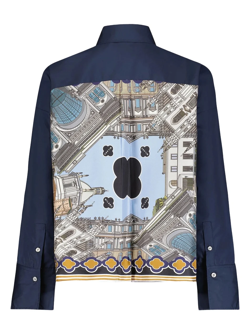 Women's Sirene Poplin Shirt with Silk Twill Milano Print Scarf Back