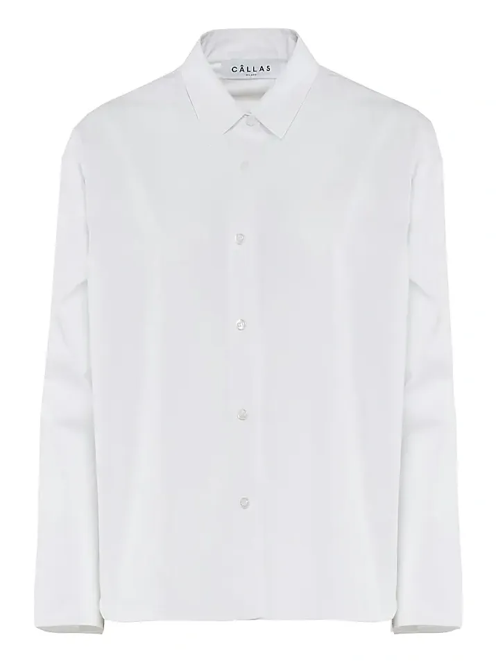 Women's Sirene Poplin Shirt with Silk Twill Milano Print Scarf Back Women's Sirene Poplin Shirt with Silk Twill Milano Print Scarf Back