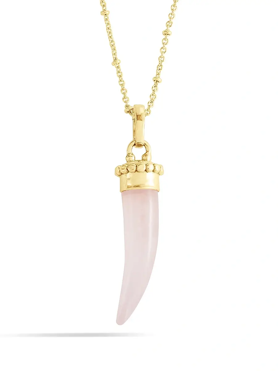 Anabel Aram Women's Milos 18K-Gold-Plated & Gemstone Horn Charm - Rose Quartz | Image 1 Anabel Aram Women's Milos 18K-Gold-Plated & Gemstone Horn Charm - Rose Quartz | Image 1