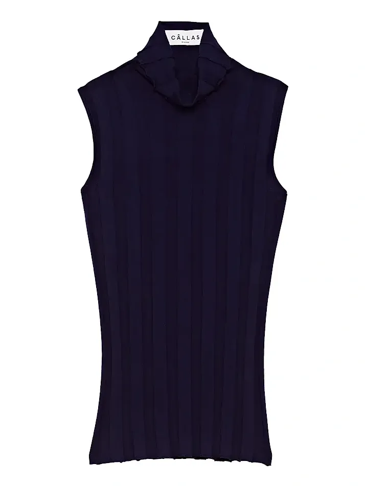 Women's Romy Sleeveless Turtleneck Sweater in Merino Wool Rib Women's Romy Sleeveless Turtleneck Sweater in Merino Wool Rib