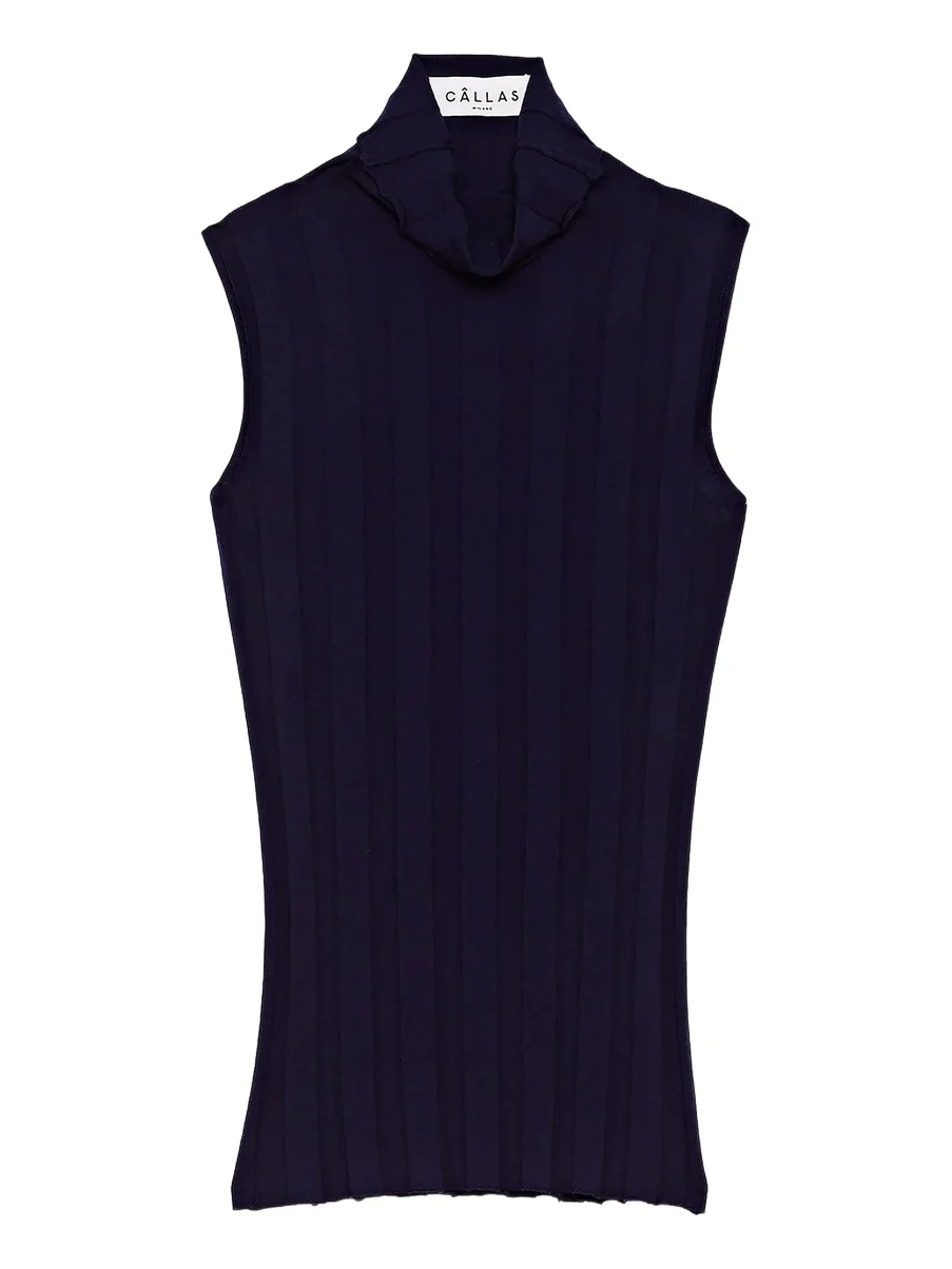 Women's Romy Sleeveless Turtleneck Sweater in Merino Wool Rib Women's Romy Sleeveless Turtleneck Sweater in Merino Wool Rib