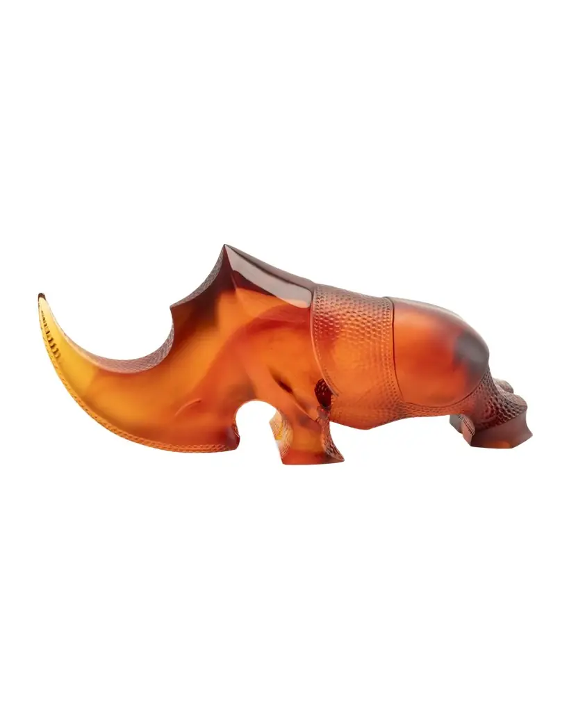 Daum Amber Ongava Rhinoceros Decoration