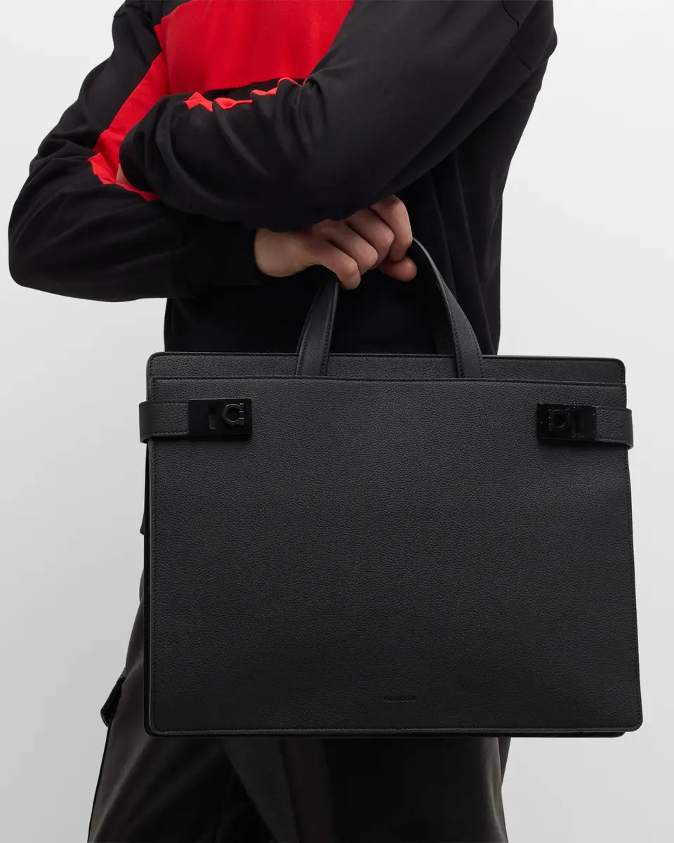 Ferragamo Men's Medium Leather Briefcase | Thumbnail 3 Ferragamo Men's Medium Leather Briefcase | Thumbnail 3