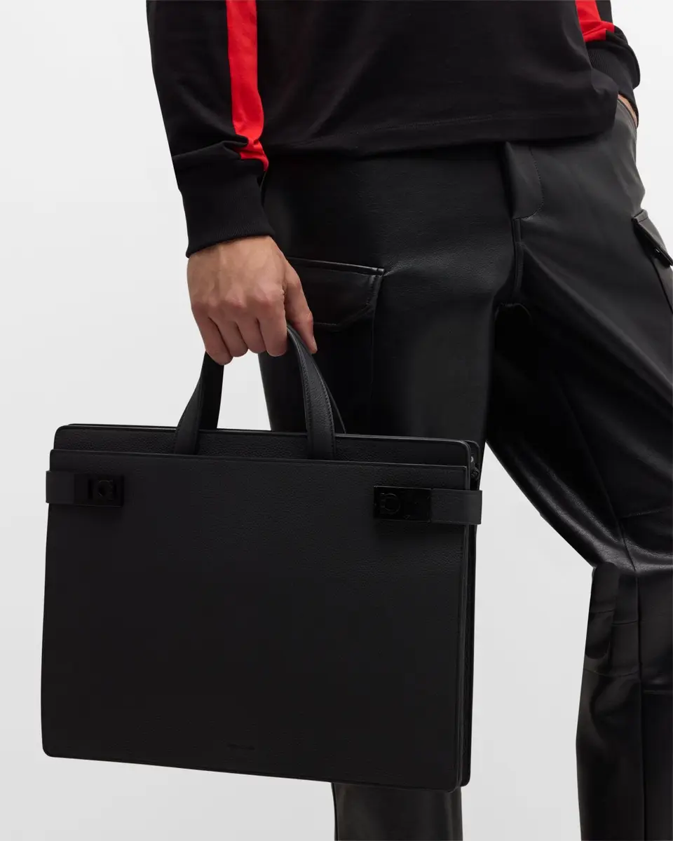 Ferragamo Men's Medium Leather Briefcase | Image 1 Ferragamo Men's Medium Leather Briefcase | Image 1