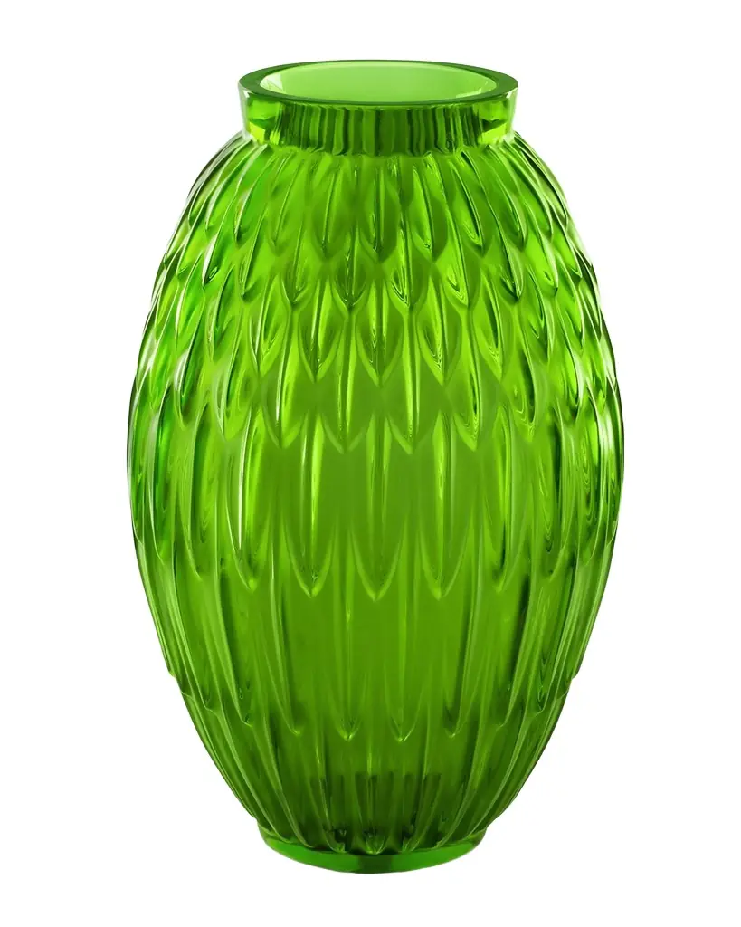 Lalique Green Meadow Plumes Vase | Image 1 Lalique Green Meadow Plumes Vase | Image 1