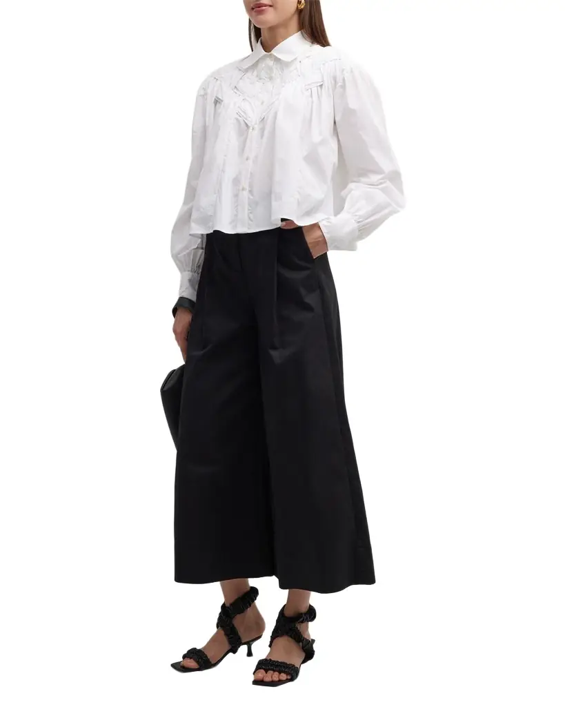 Merlette Sargent Embroidered Pleated Wide-Leg Pants | Image 1 Merlette Sargent Embroidered Pleated Wide-Leg Pants | Image 1