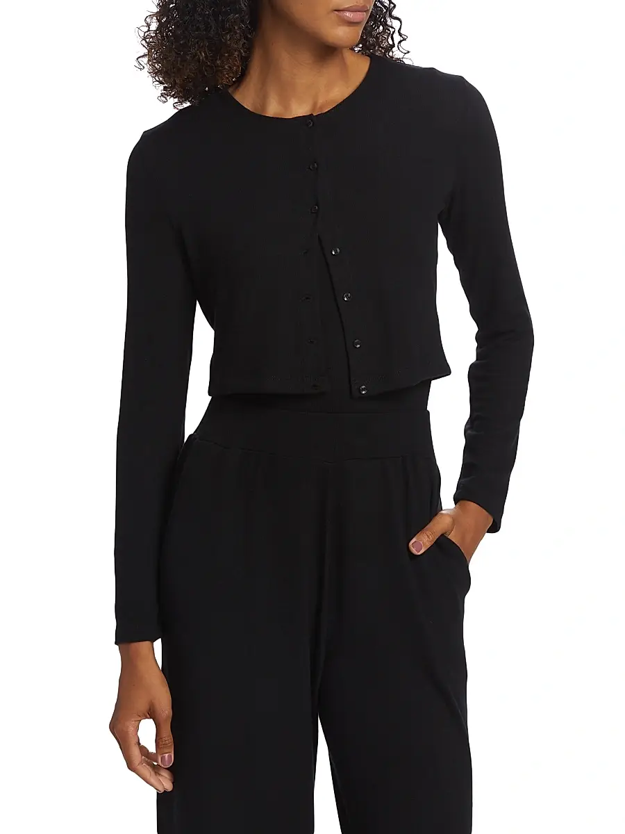 LESET Women's Lauren Crop II Knit Cardigan | Thumbnail 3