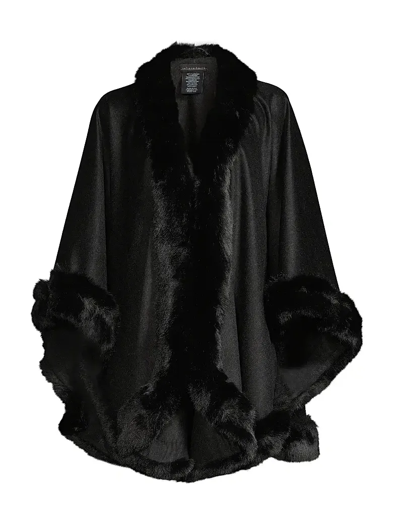 Women's Faux Fur & Cashmere U-Cape - Charcoal
