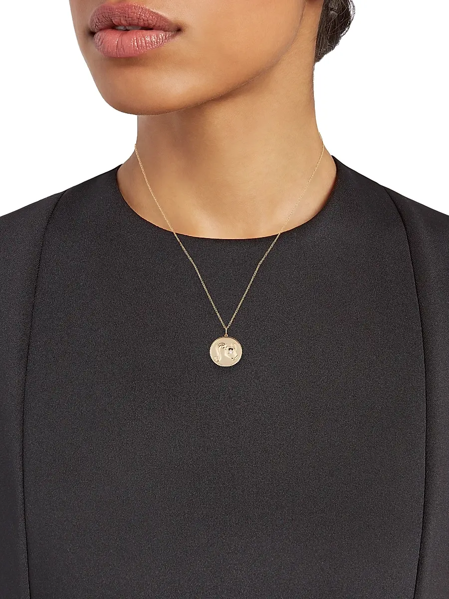 Sydney Evan Women's 14K Yellow Gold & Diamond Zodiac Medallion Pendant Necklace - Aquarius | Thumbnail 2 Sydney Evan Women's 14K Yellow Gold & Diamond Zodiac Medallion Pendant Necklace - Aquarius | Thumbnail 2