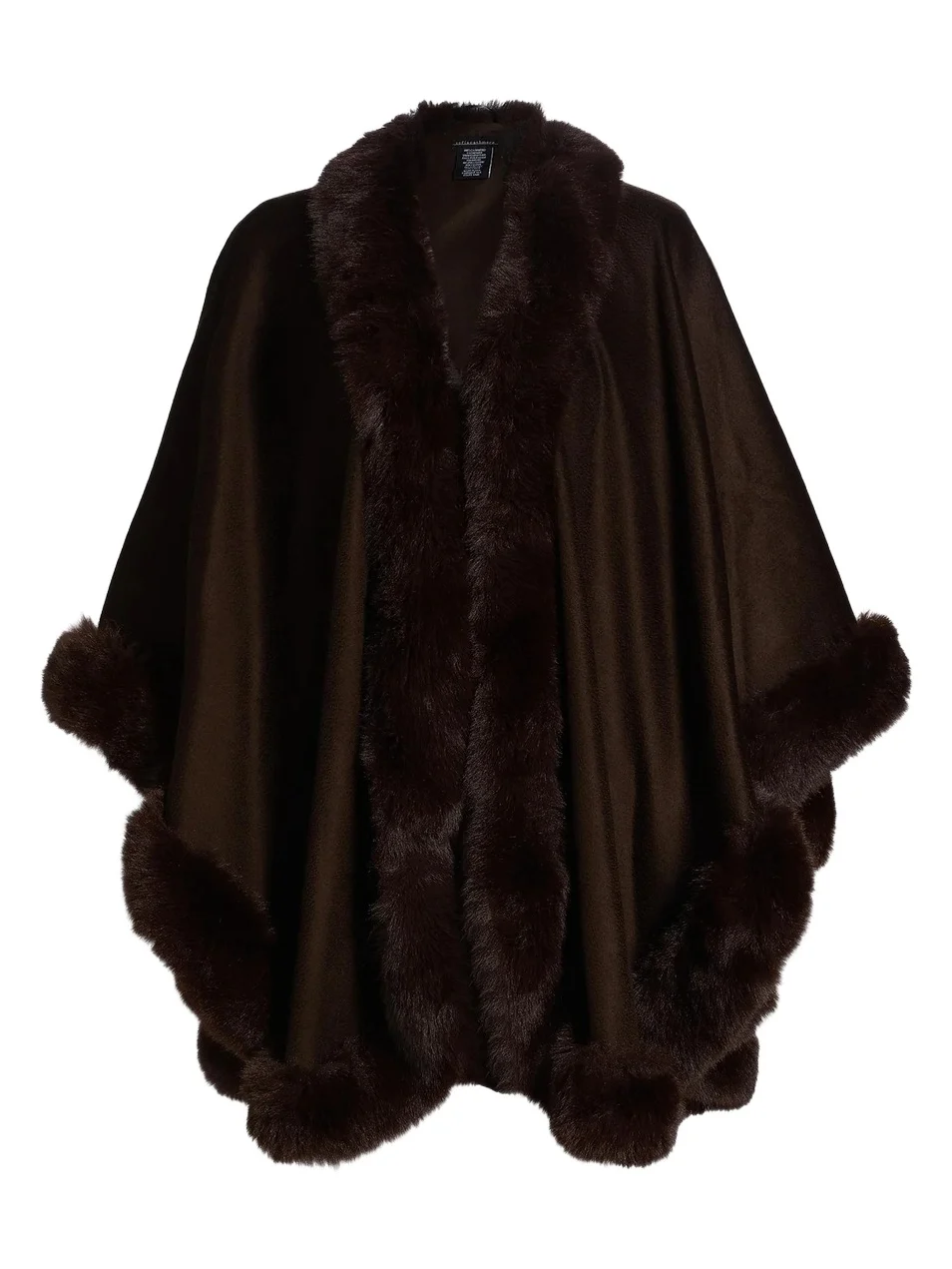 Sofia Cashmere Women's Faux Fur & Cashmere U-Cape - Brown