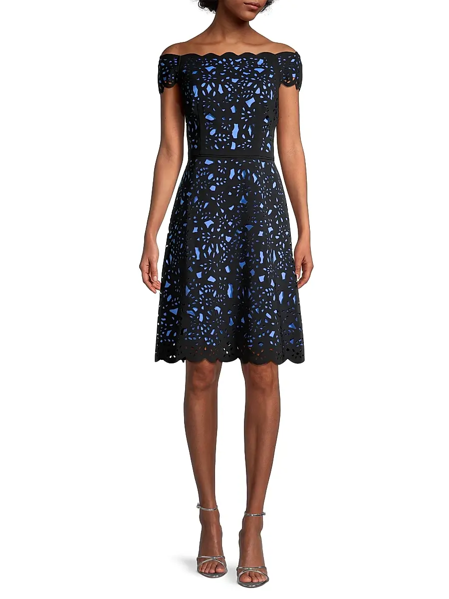 Shani Women's Off-The-Shoulder Laser Cut Dress | Thumbnail 2 Shani Women's Off-The-Shoulder Laser Cut Dress | Thumbnail 2