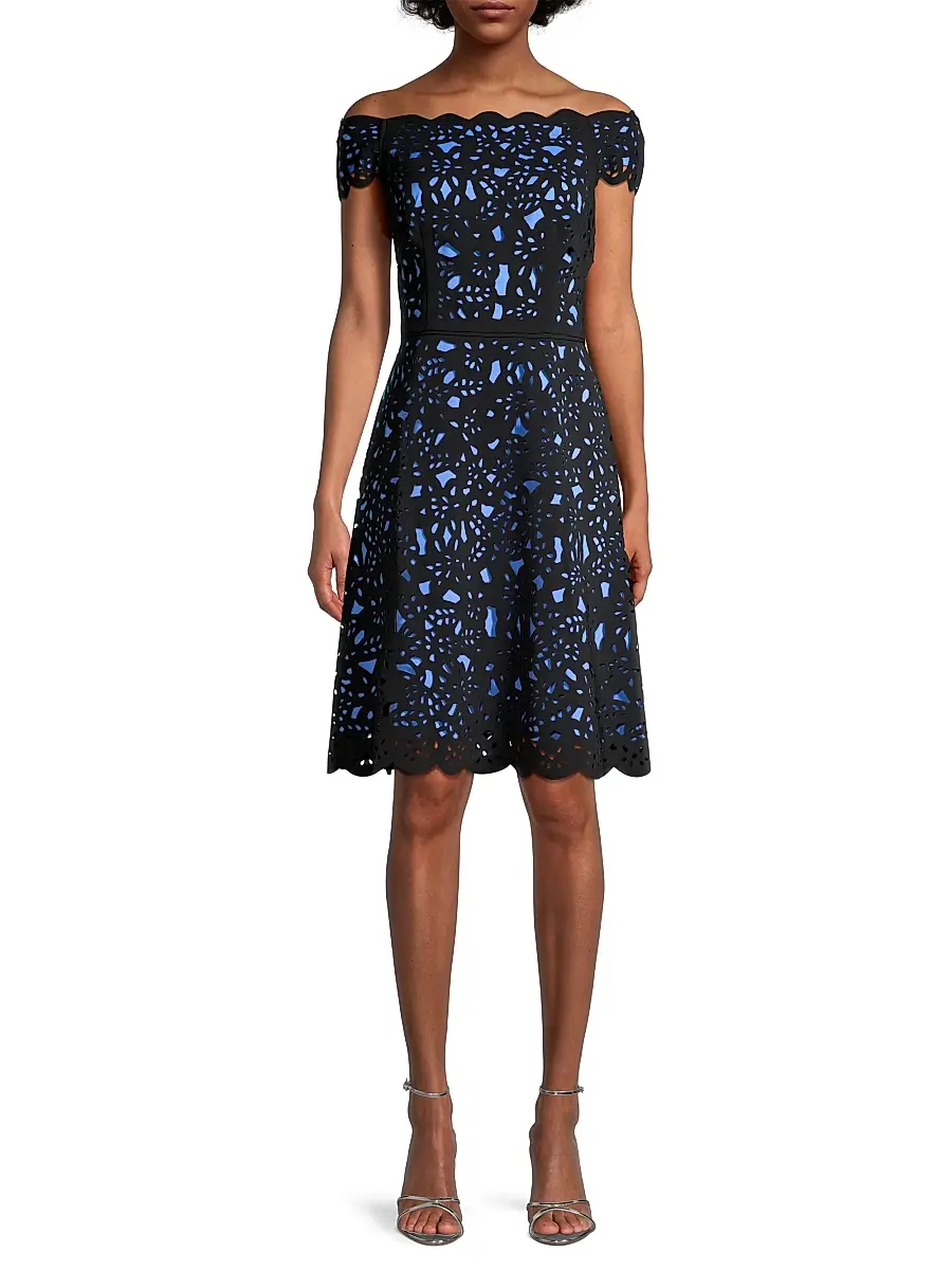 Shani Women's Off-The-Shoulder Laser Cut Dress | Thumbnail 3 Shani Women's Off-The-Shoulder Laser Cut Dress | Thumbnail 3