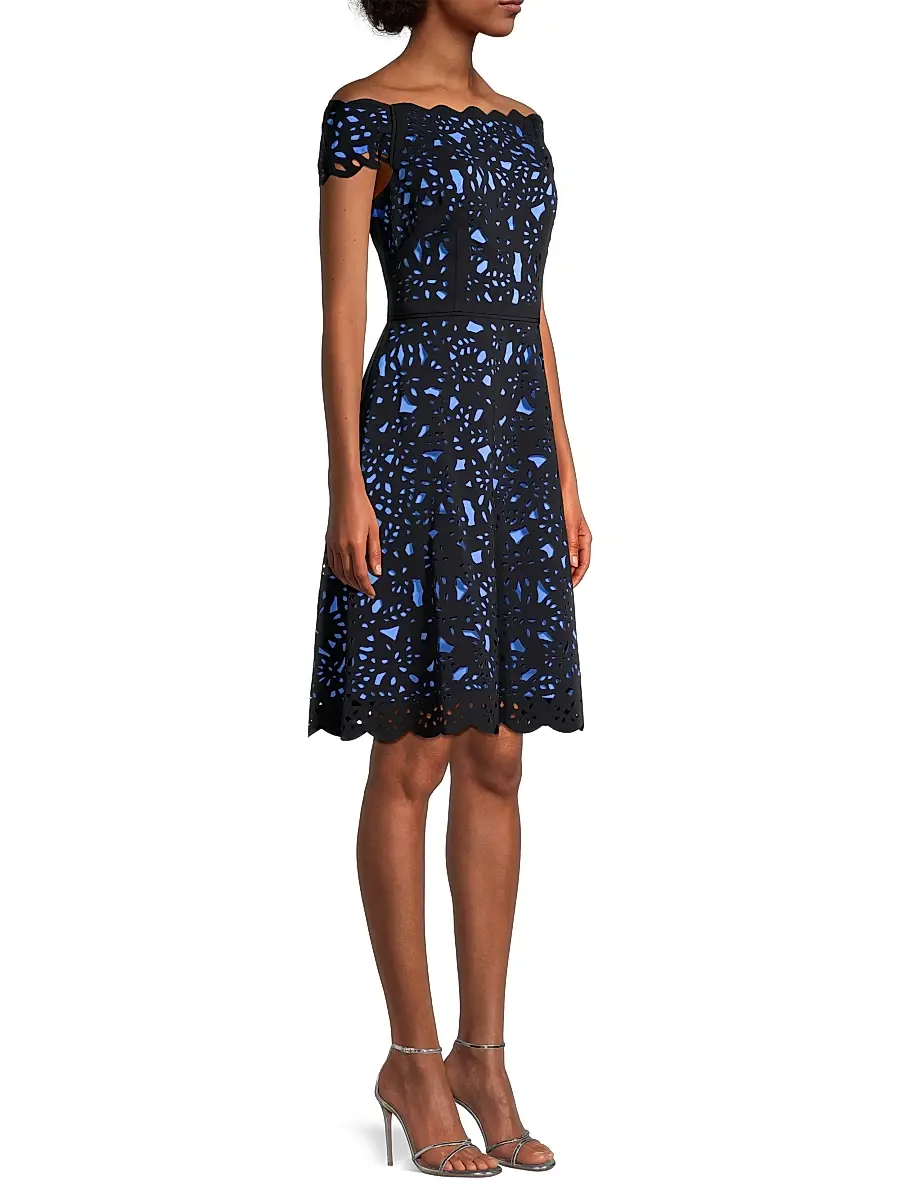 Shani Women's Off-The-Shoulder Laser Cut Dress | Thumbnail 4 Shani Women's Off-The-Shoulder Laser Cut Dress | Thumbnail 4