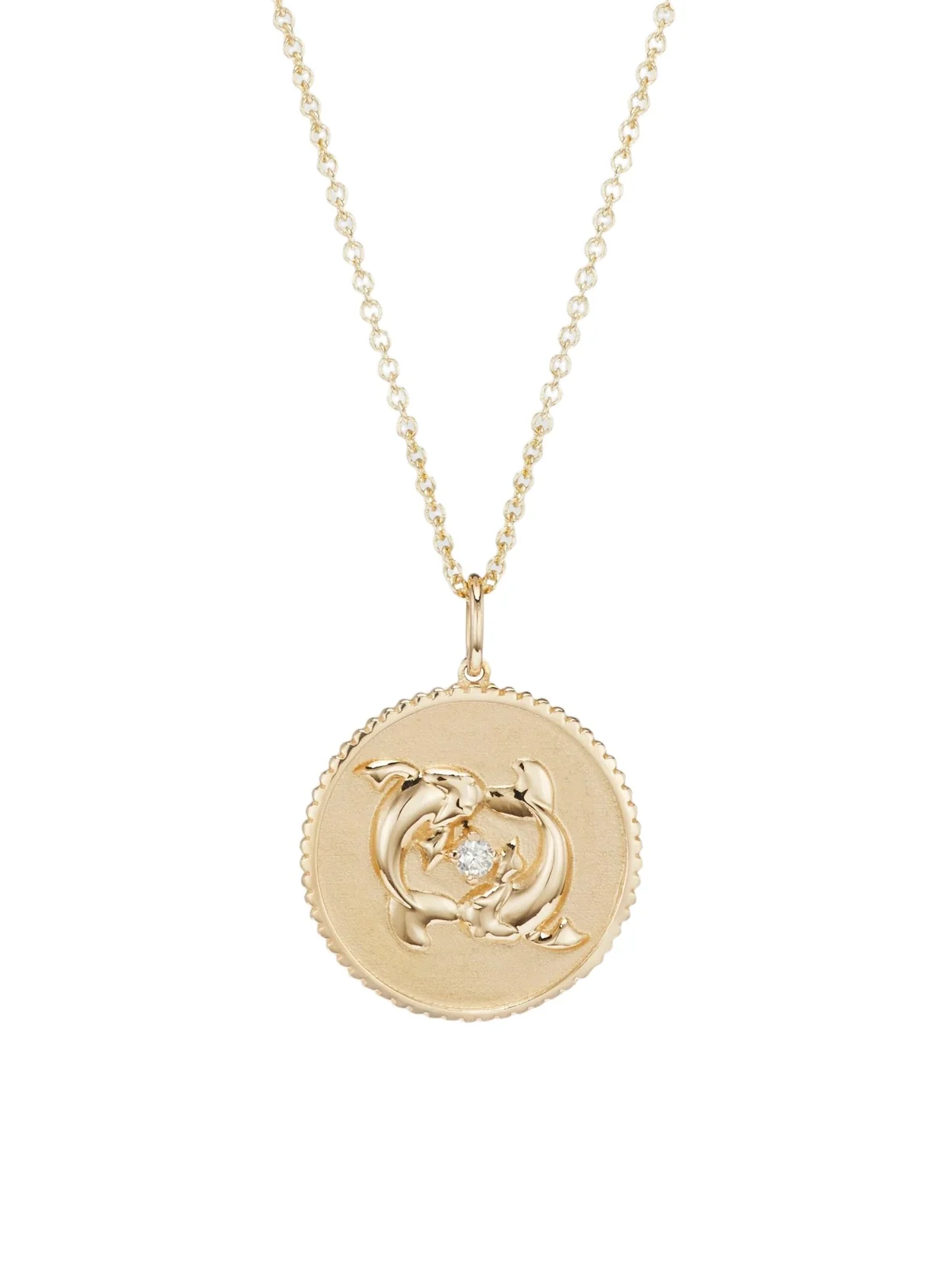 Women's 14K Yellow Gold & Diamond Large Zodiac Medallion Pendant Necklace Women's 14K Yellow Gold & Diamond Large Zodiac Medallion Pendant Necklace
