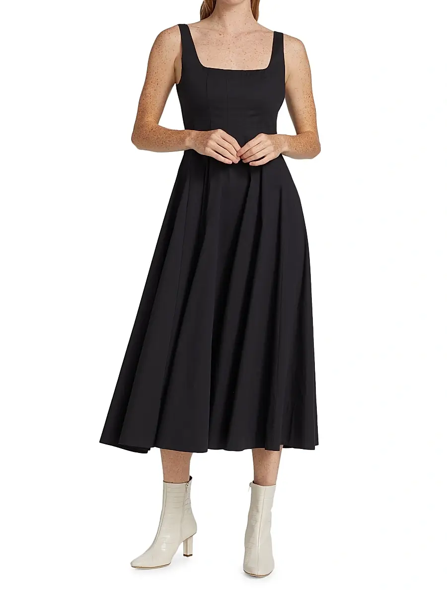 Staud Women's Wells Cotton Poplin A-Line Midi-Dress | Thumbnail 3