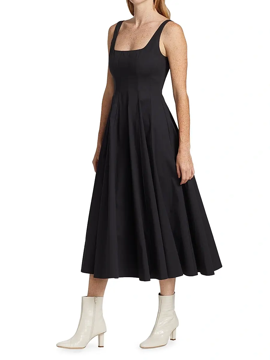 Staud Women's Wells Cotton Poplin A-Line Midi-Dress | Thumbnail 4