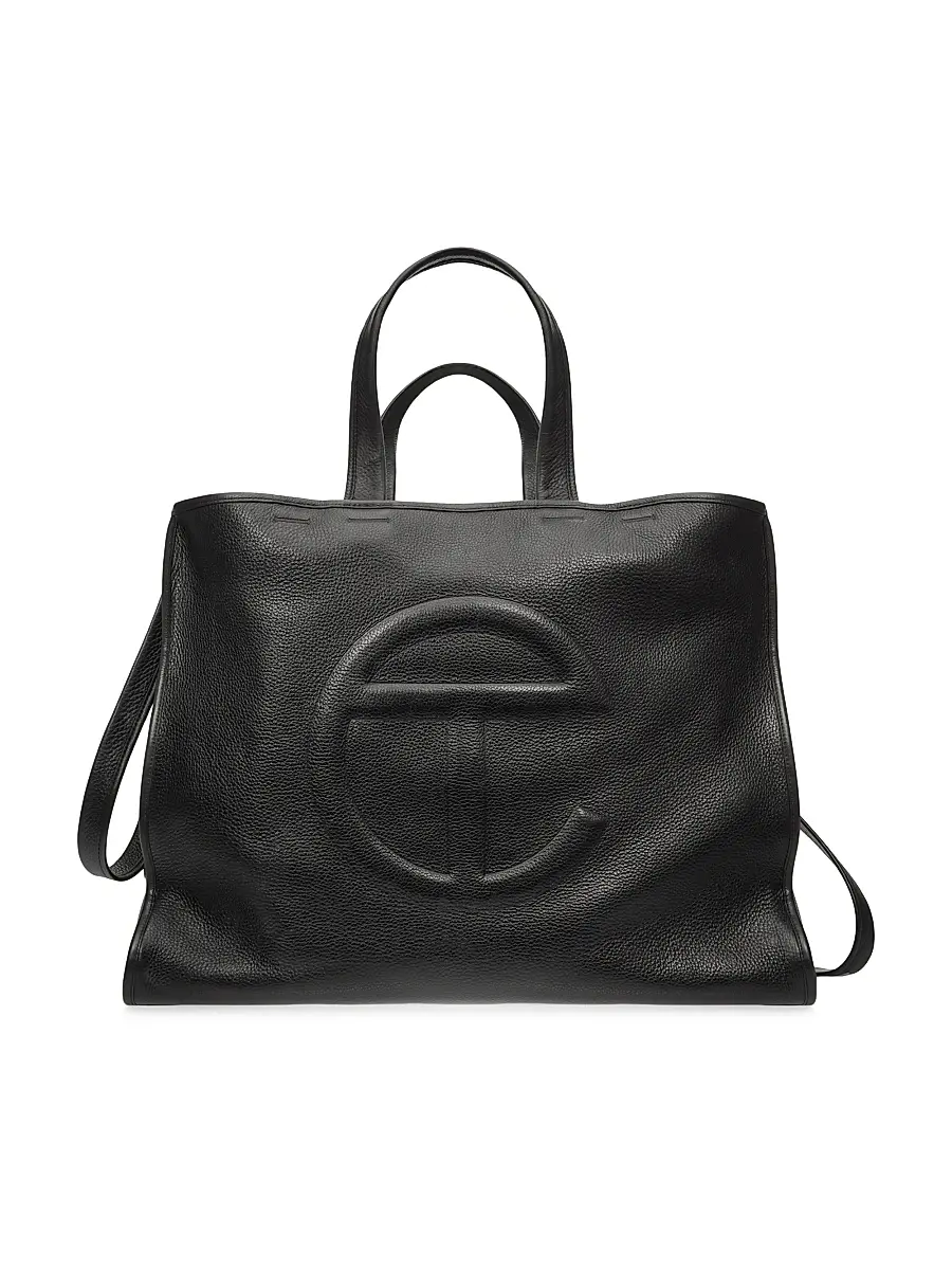 TELFAR Men's Pebbled Leather Carry Bag - Black | Image 1 TELFAR Men's Pebbled Leather Carry Bag - Black | Image 1