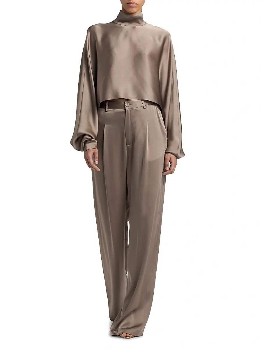 Lapointe Women's Pleated Satin Relaxed-Fit Pants | Thumbnail 2 Lapointe Women's Pleated Satin Relaxed-Fit Pants | Thumbnail 2