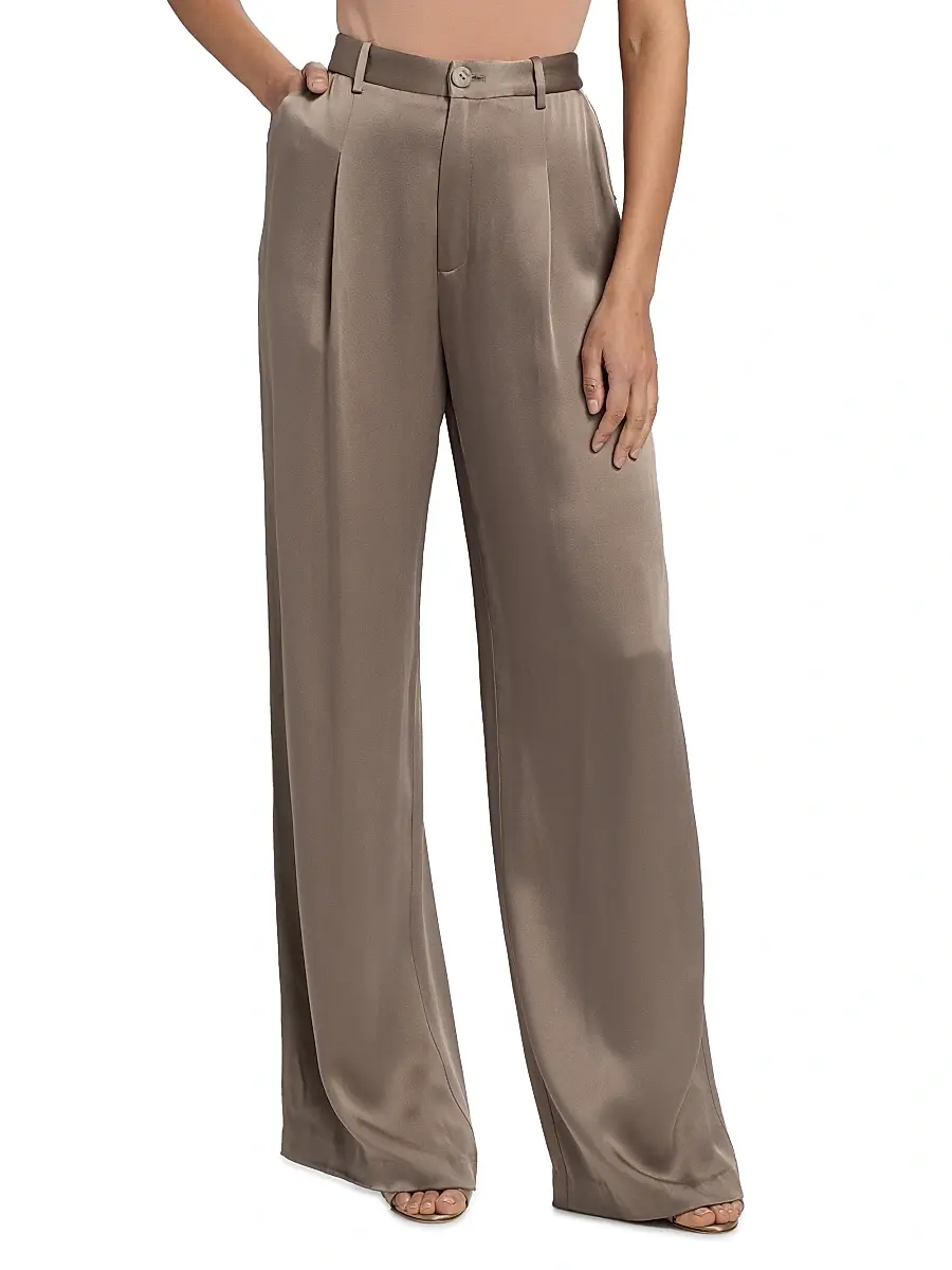 Lapointe Women's Pleated Satin Relaxed-Fit Pants | Thumbnail 3 Lapointe Women's Pleated Satin Relaxed-Fit Pants | Thumbnail 3