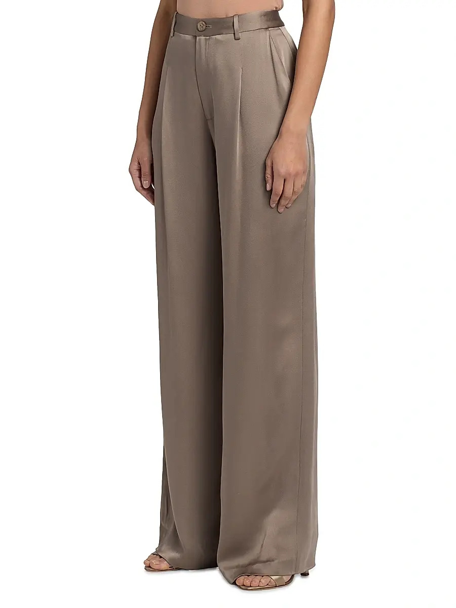 Lapointe Women's Pleated Satin Relaxed-Fit Pants | Thumbnail 4 Lapointe Women's Pleated Satin Relaxed-Fit Pants | Thumbnail 4