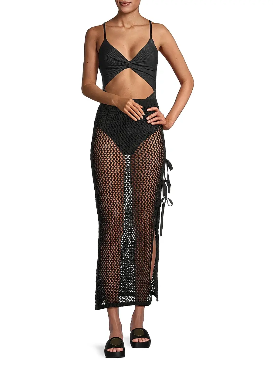 BEACH RIOT Women's Deborah Netted Cotton Maxi Skirt | Thumbnail 2