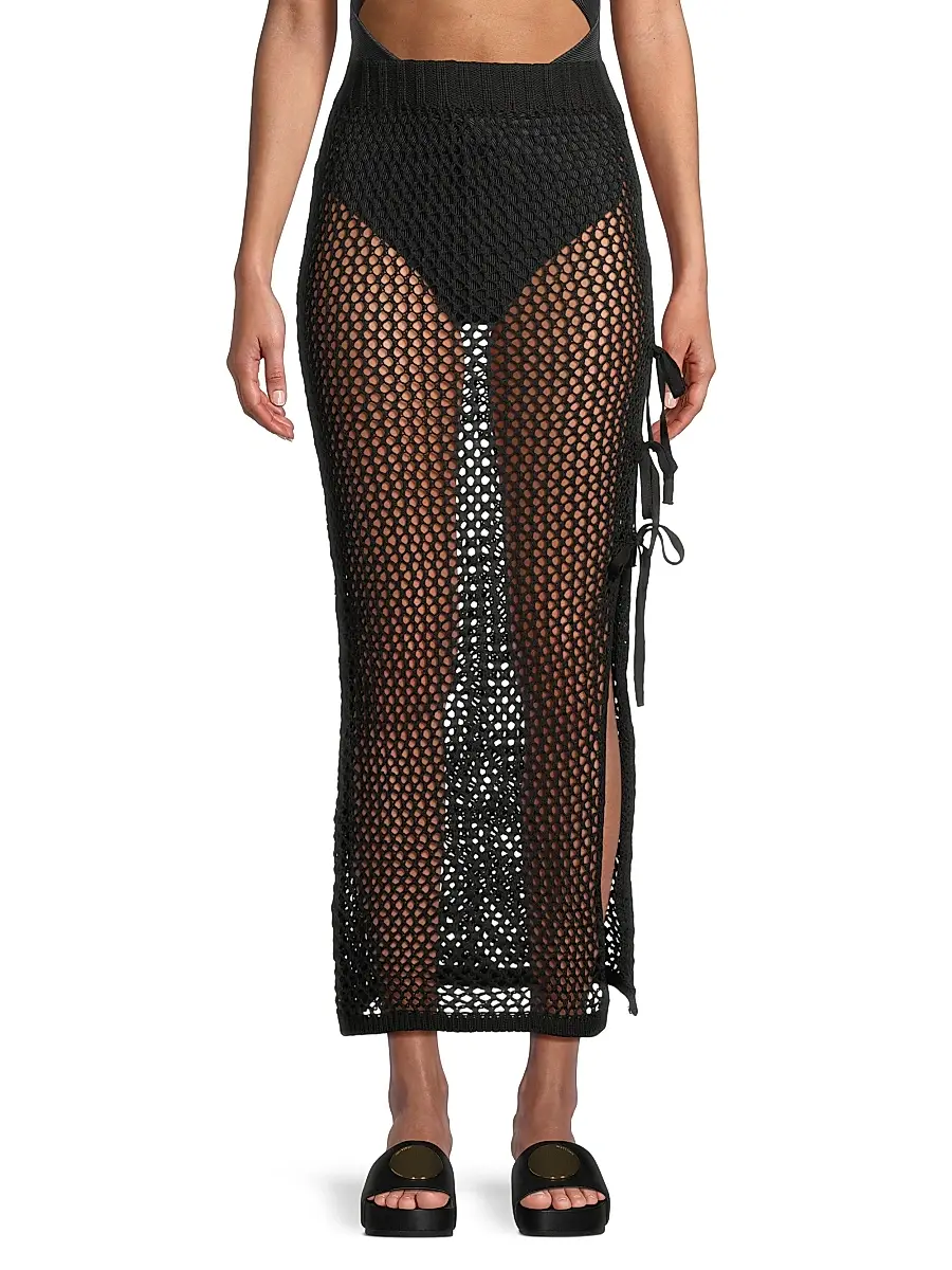 BEACH RIOT Women's Deborah Netted Cotton Maxi Skirt | Thumbnail 3