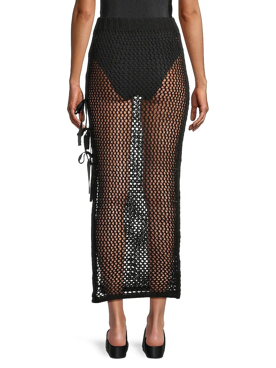 BEACH RIOT Women's Deborah Netted Cotton Maxi Skirt | Thumbnail 5