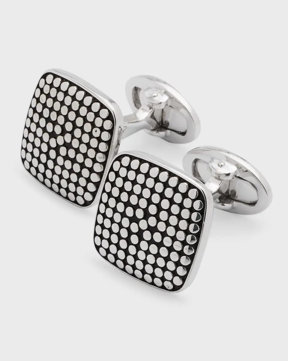 Jan Leslie Men's Sterling Silver Dotted Square Cufflinks | Thumbnail 2 Jan Leslie Men's Sterling Silver Dotted Square Cufflinks | Thumbnail 2