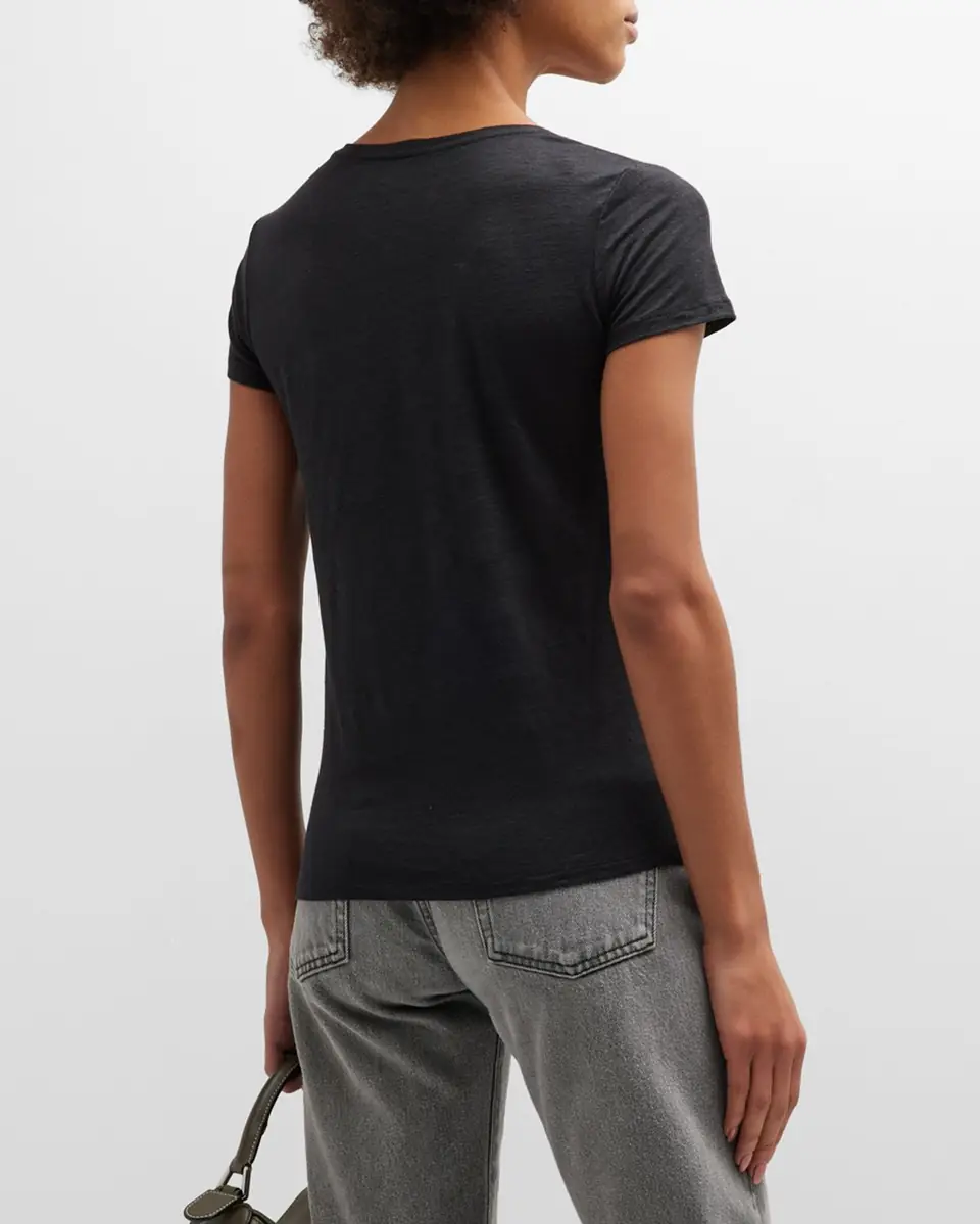 MAJESTIC FILATURES V-Neck Short-Sleeve Stretch Linen T-Shirt | Thumbnail 3