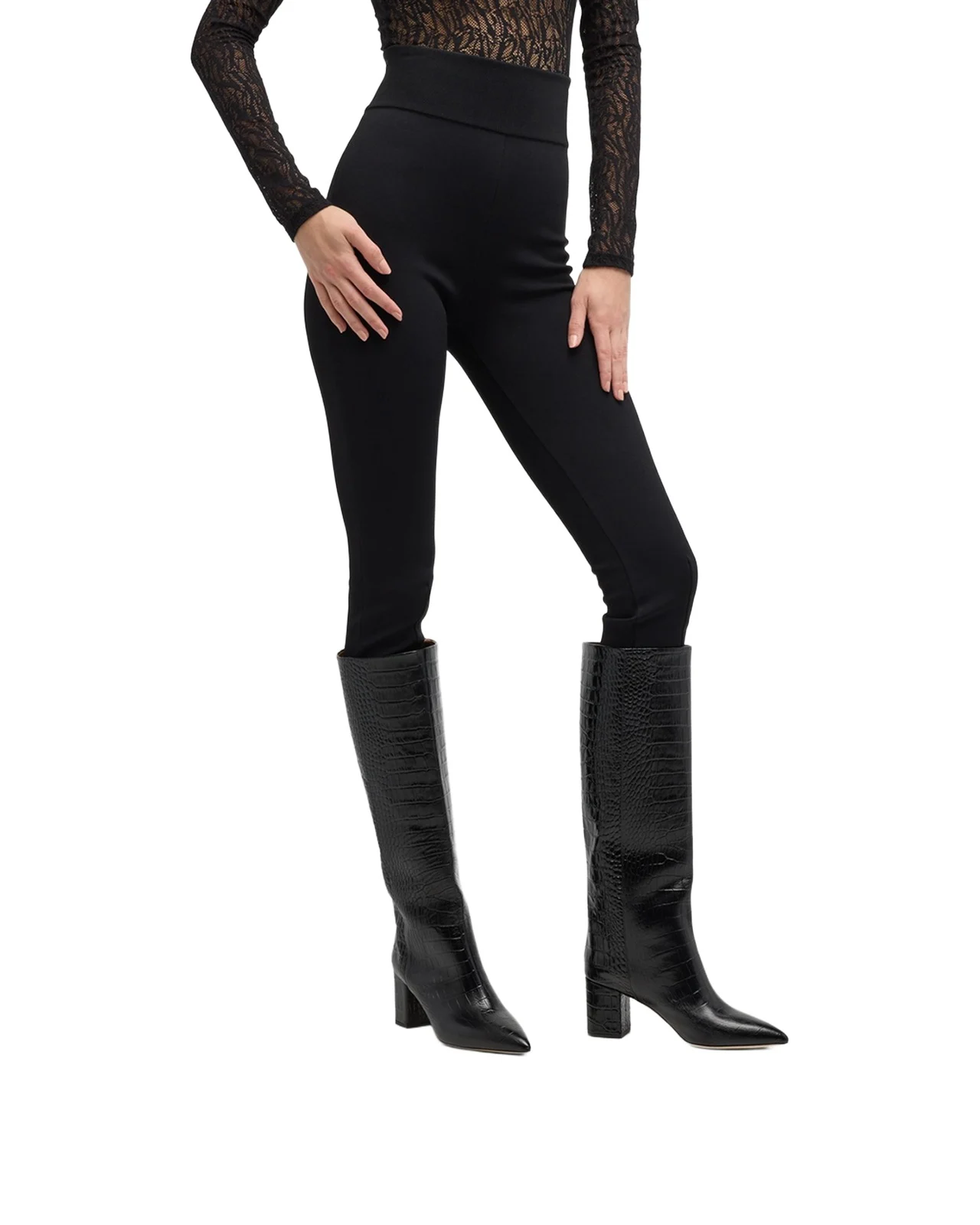Anja Croco Block-Heel Knee Boots Anja Croco Block-Heel Knee Boots