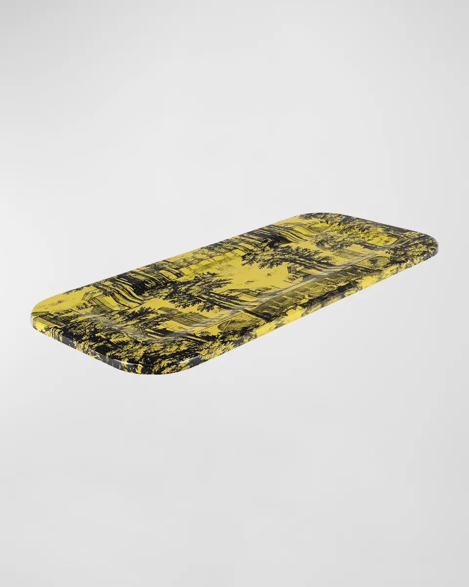 FORNASETTI Tray 25X60cm - Giardino Settecentesco Black Yellow | Thumbnail 2 FORNASETTI Tray 25X60cm - Giardino Settecentesco Black Yellow | Thumbnail 2