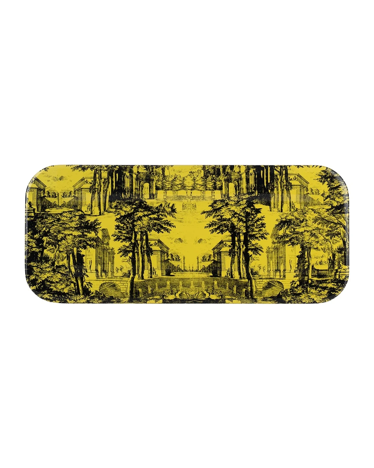 FORNASETTI Tray 25X60cm - Giardino Settecentesco Black Yellow