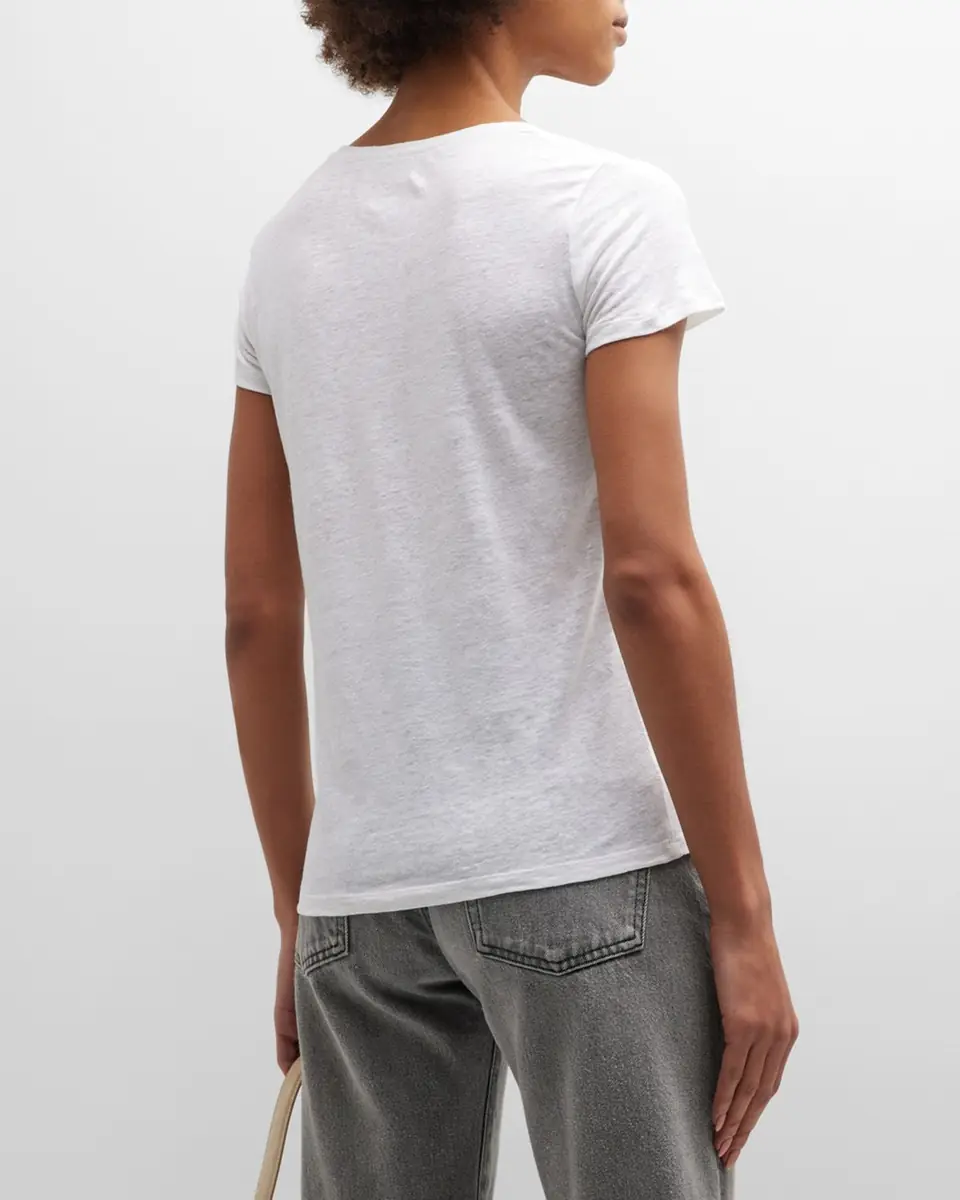 MAJESTIC FILATURES V-Neck Short-Sleeve Stretch Linen T-Shirt | Thumbnail 3