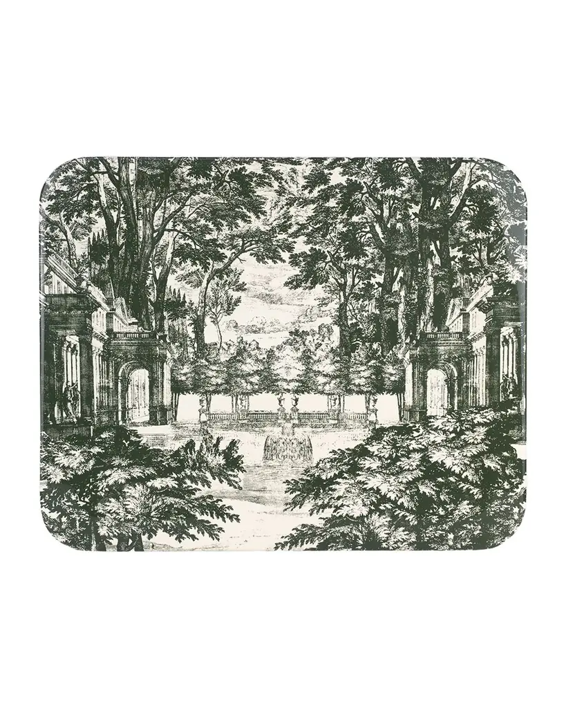 FORNASETTI Tray 48X60cm - Giardino Settecentesco Green | Image 1 FORNASETTI Tray 48X60cm - Giardino Settecentesco Green | Image 1