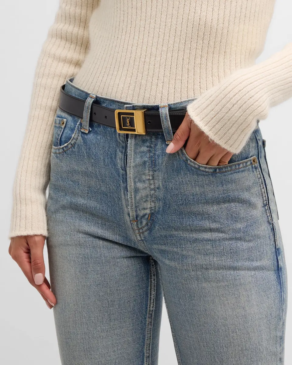 Saint Laurent YSL Buckle Leather Belt | Thumbnail 2 Saint Laurent YSL Buckle Leather Belt | Thumbnail 2