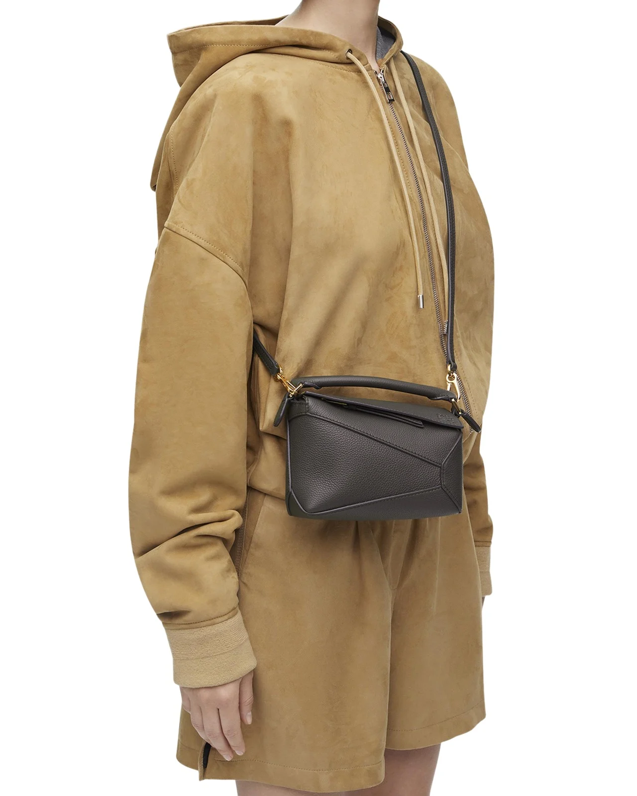 Puzzle Edge Mini Top-Handle Bag in Grained Leather