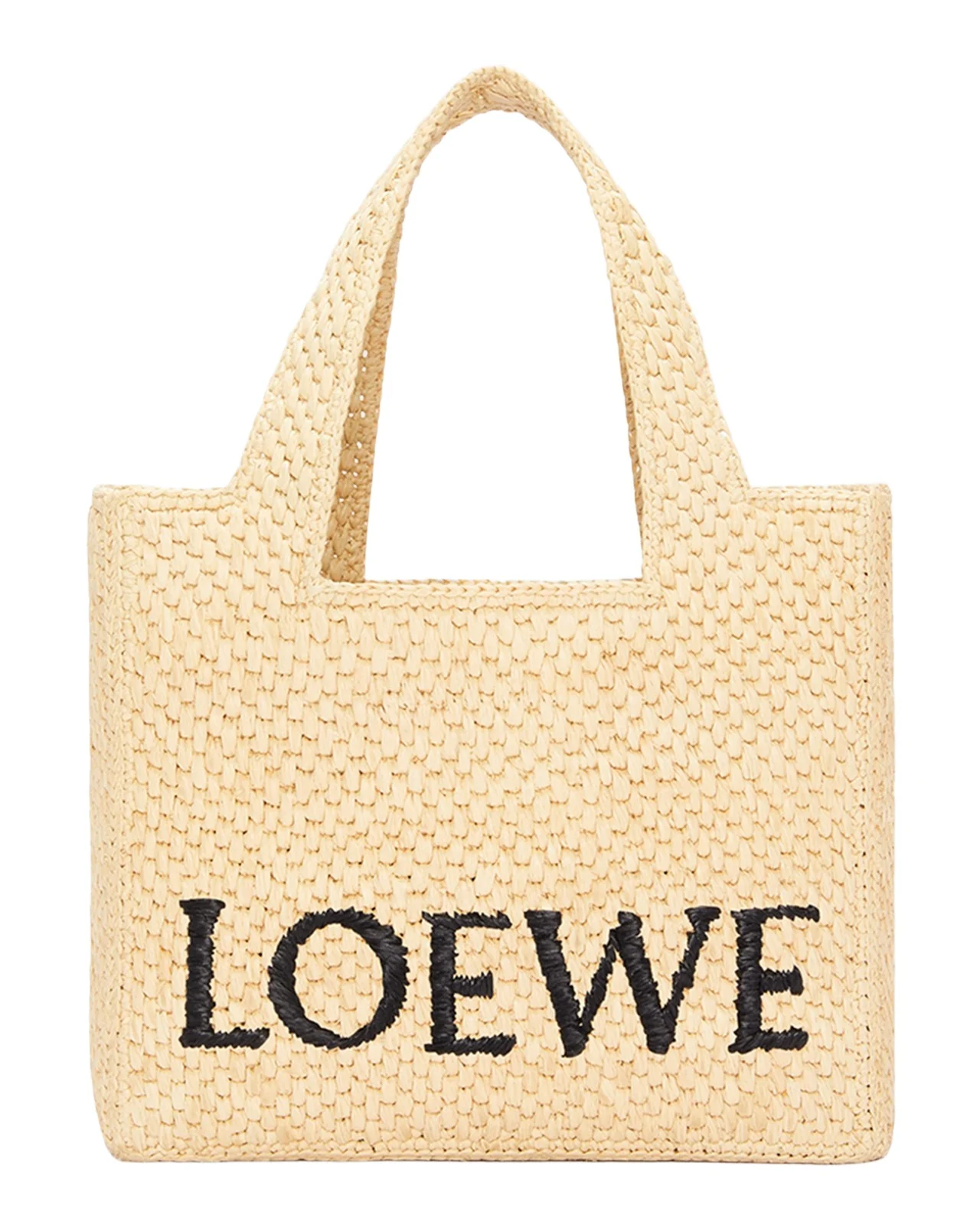 Loewe x Paula's Ibiza Font Logo Small Tote Bag in Raffia
