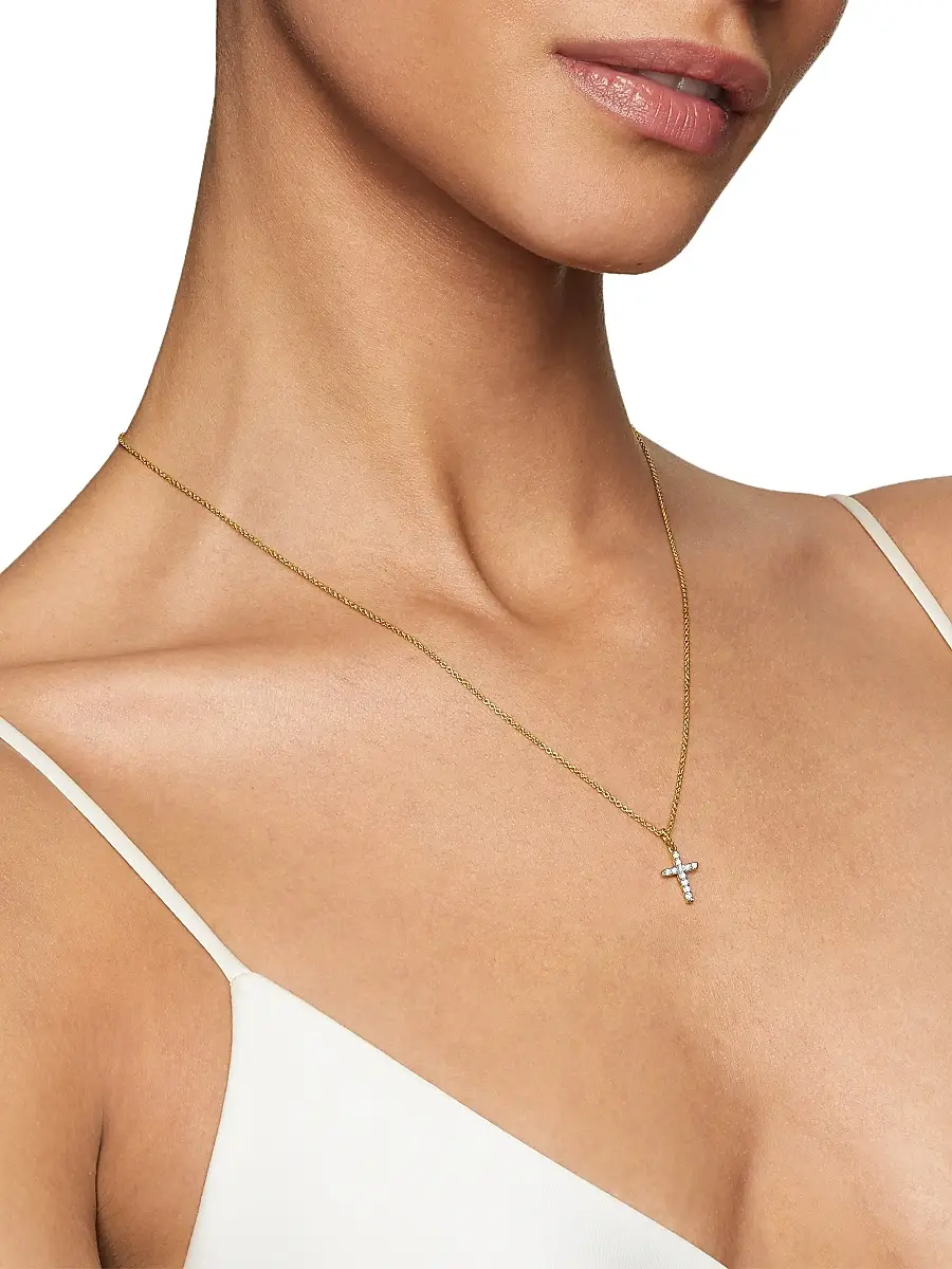 David Yurman Women's Cable Collectibles Cross Necklace in K Gold - Gold | Thumbnail 2