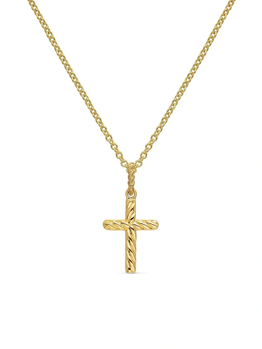 David Yurman Women's Cable Collectibles Cross Necklace in K Gold - Gold | Thumbnail 4