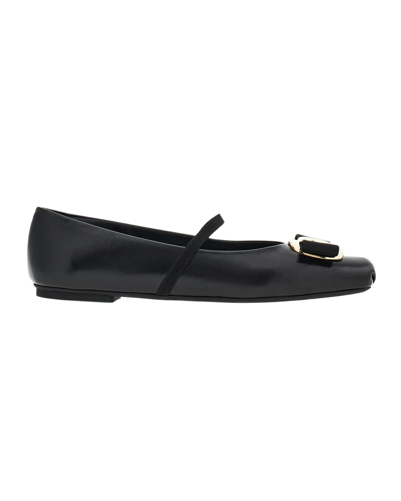 Ferragamo Zina Leather Bow Mary Jane Ballerina Flats