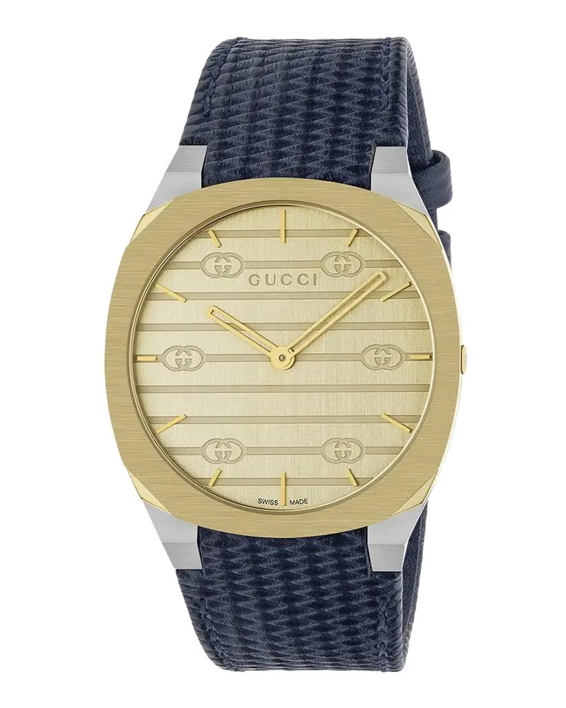 Gucci 25H Leather-Strap Watch, 38mm | Image 1 Gucci 25H Leather-Strap Watch, 38mm | Image 1