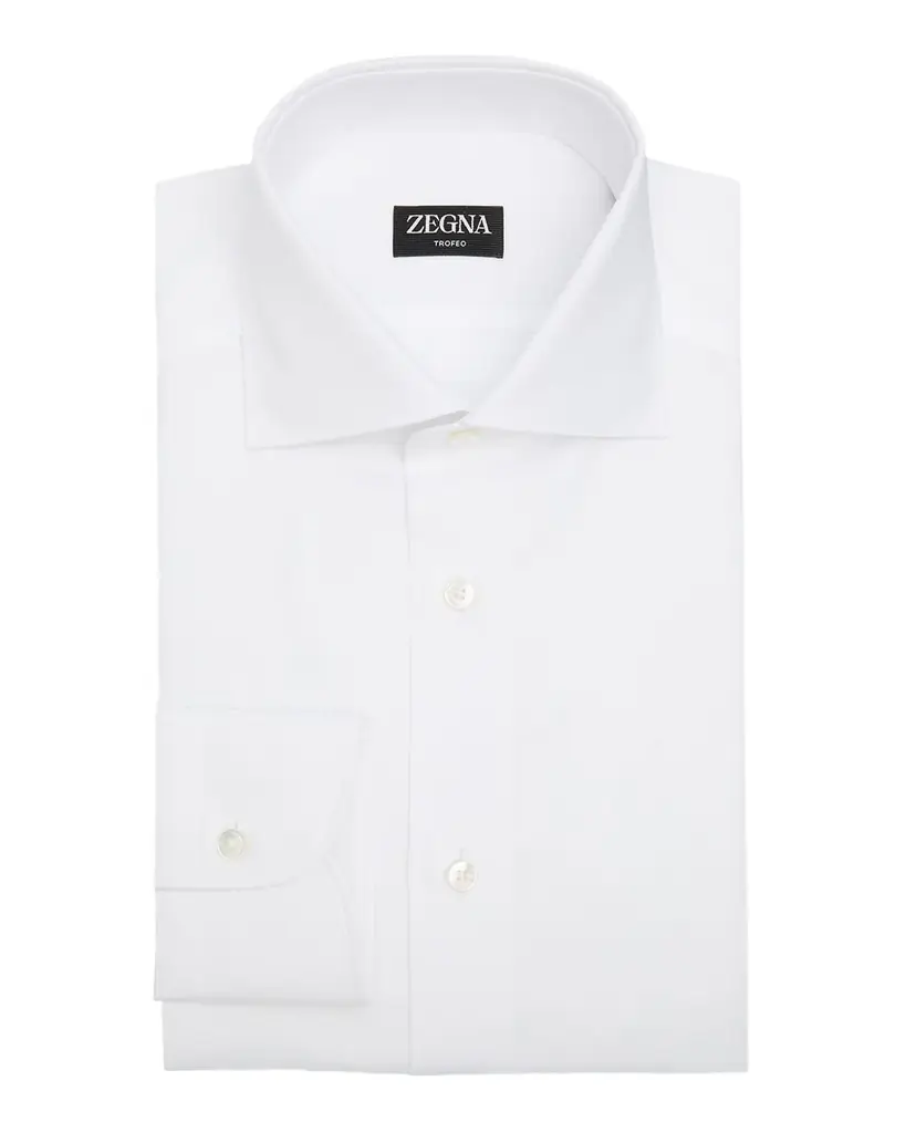 ZEGNA Men 's Micro-Textured Cotton Dress Shirt | Image 1 ZEGNA Men 's Micro-Textured Cotton Dress Shirt | Image 1
