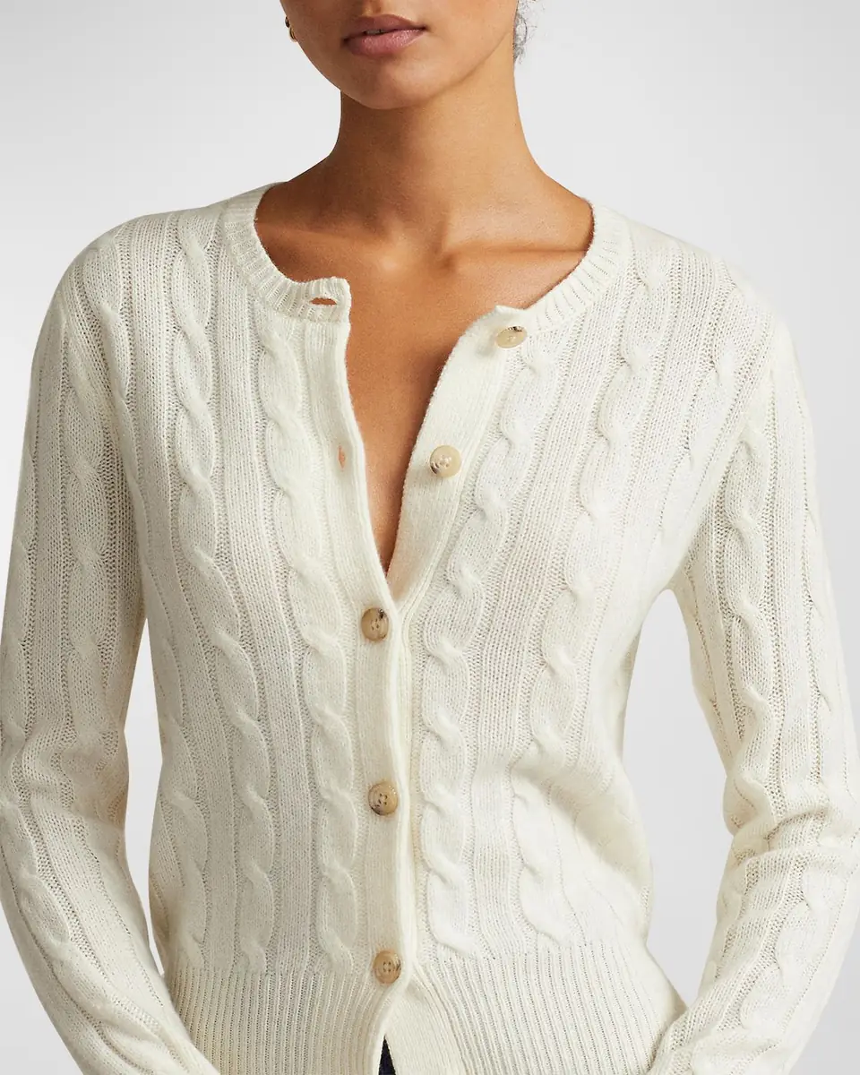 Polo Ralph Lauren Cable-Knit Cashmere Crewneck Cardigan | Thumbnail 4