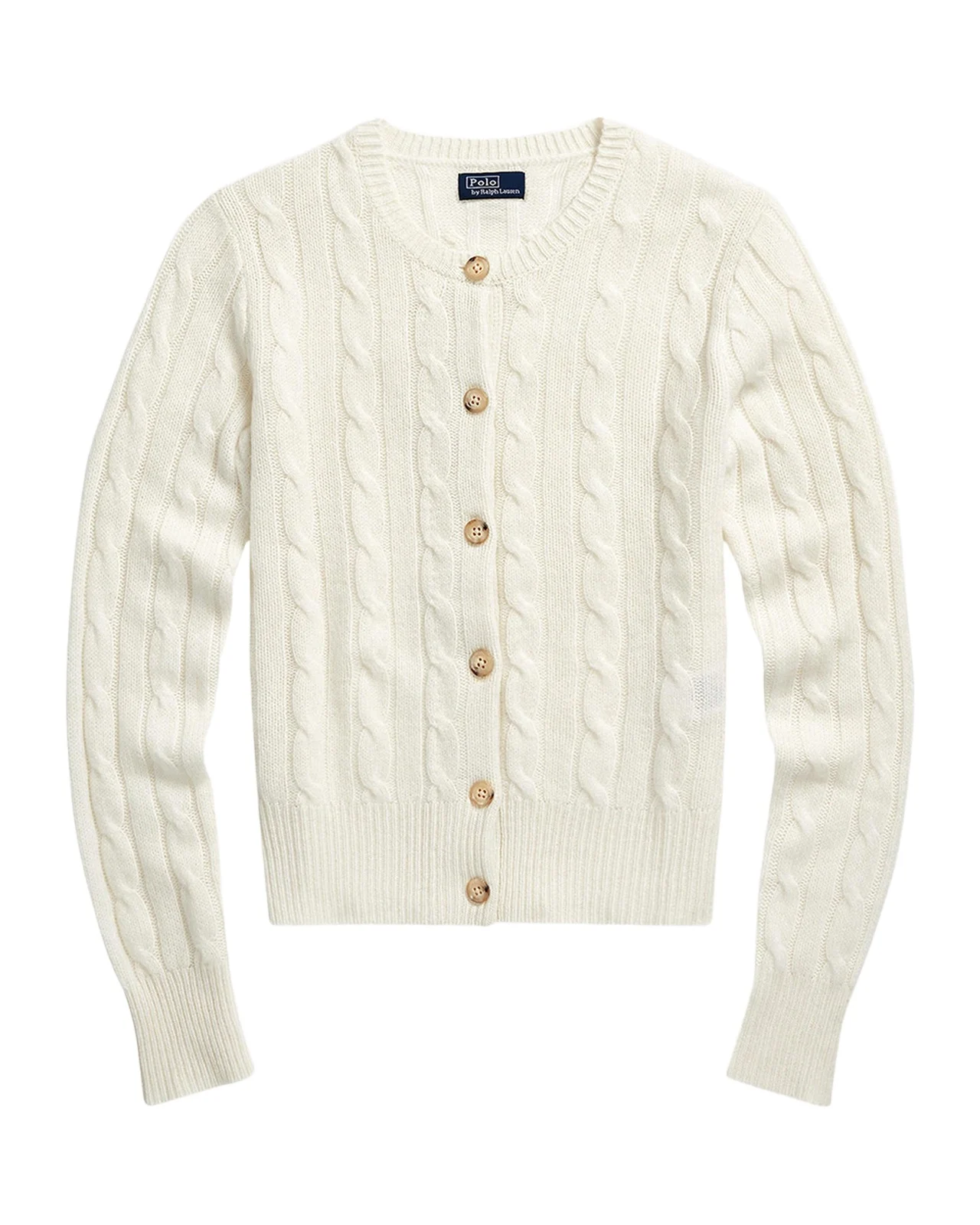 Cable-Knit Cashmere Crewneck Cardigan