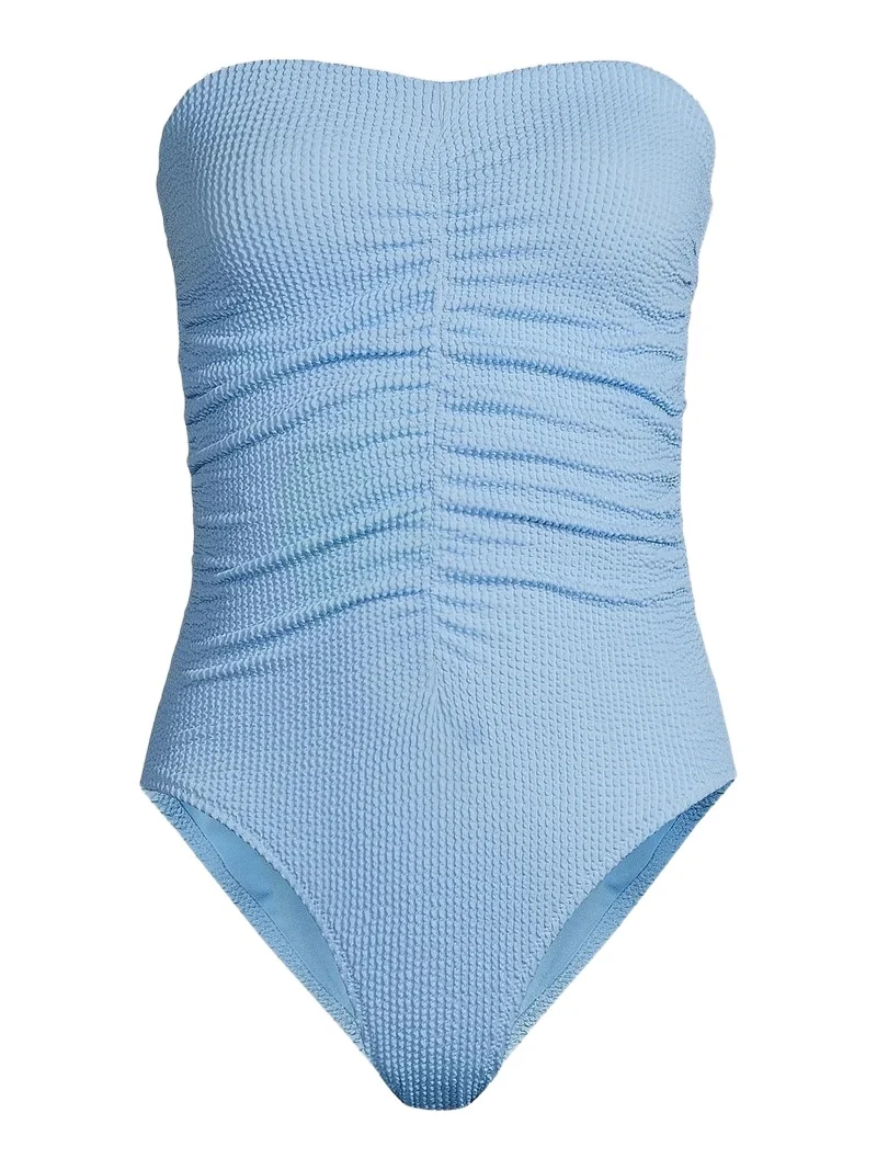 Milly Women's Textured Ruched Strapless One-Piece Swimsuit