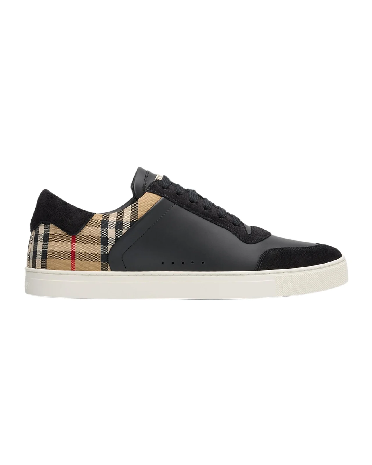 Burberry Men's Stevie Leather and Check Low-Top Sneakers