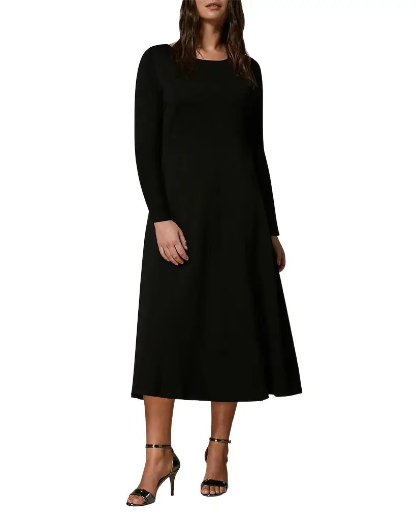 Marina Rinaldi Gabrielle Long-Sleeve A-Line Knit Midi Dress | Image 1 Marina Rinaldi Gabrielle Long-Sleeve A-Line Knit Midi Dress | Image 1