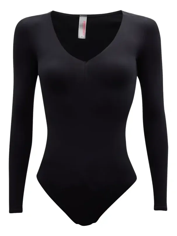 Ballet Long-Sleeve V-Neck Microfiber Bodysuit Ballet Long-Sleeve V-Neck Microfiber Bodysuit