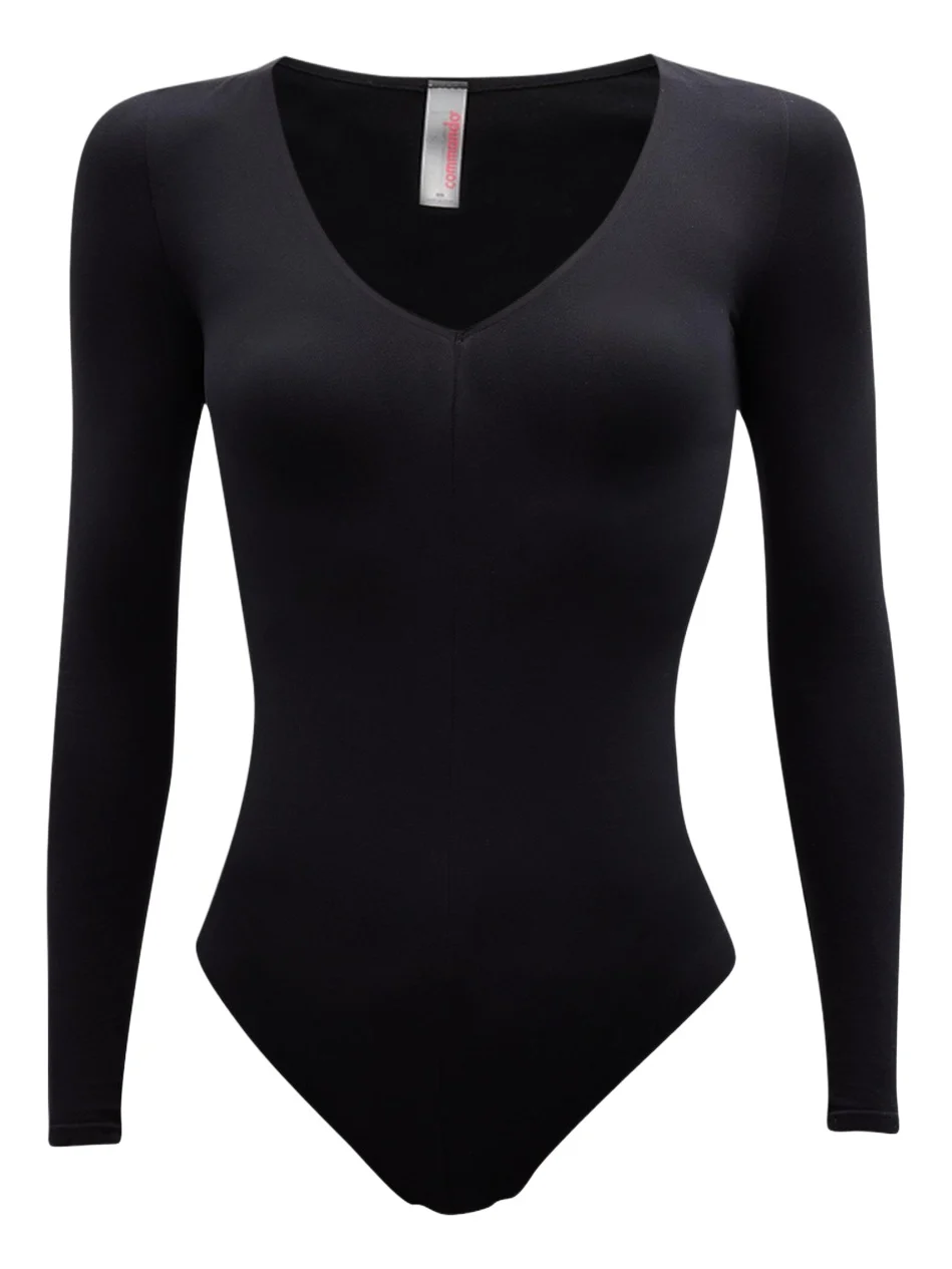 Ballet Long-Sleeve V-Neck Microfiber Bodysuit